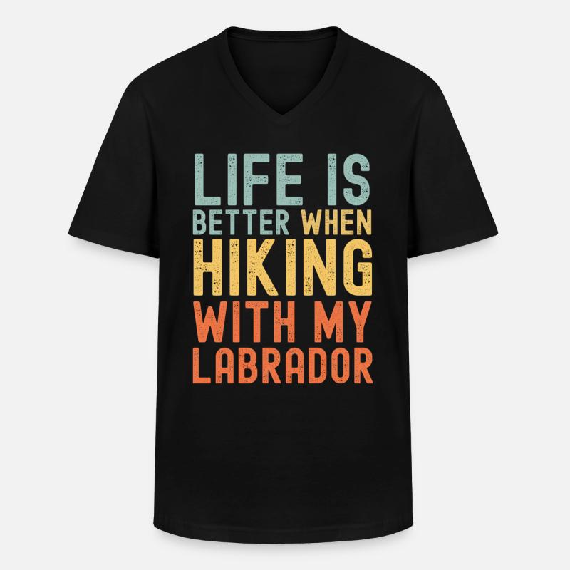 Labrador Wanderhund retro - Männer-T-Shirt mit V-Ausschnitt - Schwarz