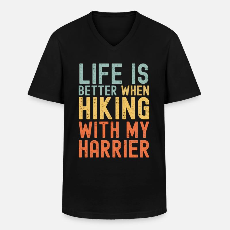 Harrier Wanderhund retro - Männer-T-Shirt mit V-Ausschnitt - Schwarz