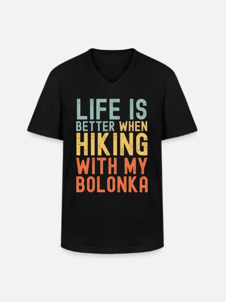 Bolonka Hiking dog retro - Men's V-Neck T-Shirt - black