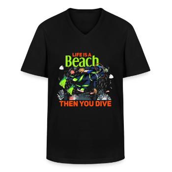 Drôle de motif de plongée plongée - T-shirt col V Homme - noir - Devant - AI Model Male 178 dark (178cm)