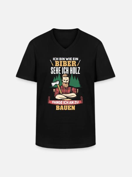 Lustiger Holzhacker Waldarbeiter Spruch - Männer-T-Shirt mit V-Ausschnitt - Schwarz