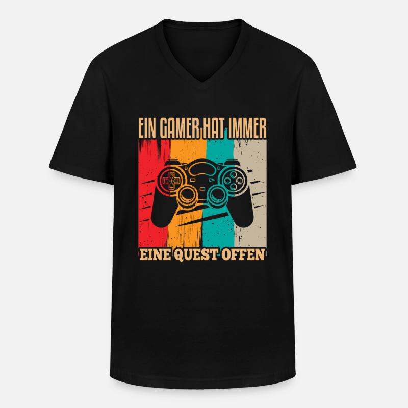 Cooles Gamer Zocker Spruch Design - Männer-T-Shirt mit V-Ausschnitt - Schwarz