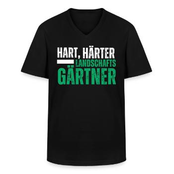 Hart Härter Landschaftsgärtner. Garten Spruch - Männer-T-Shirt mit V-Ausschnitt - Schwarz - Vorne - AI Model Male 178 dark (178cm)
