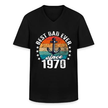 Bester Papa der Welt seit 1970 Anker - Männer-T-Shirt mit V-Ausschnitt - Schwarz - Vorne - AI Model Male 178 dark (178cm)