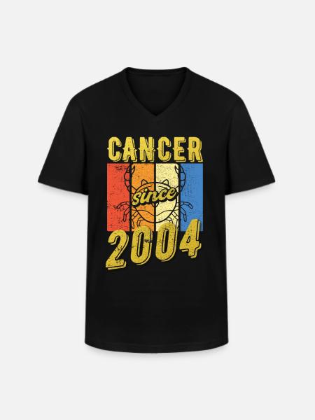 Cancer 2004 Zodiac Birthday - Men's V-Neck T-Shirt - black