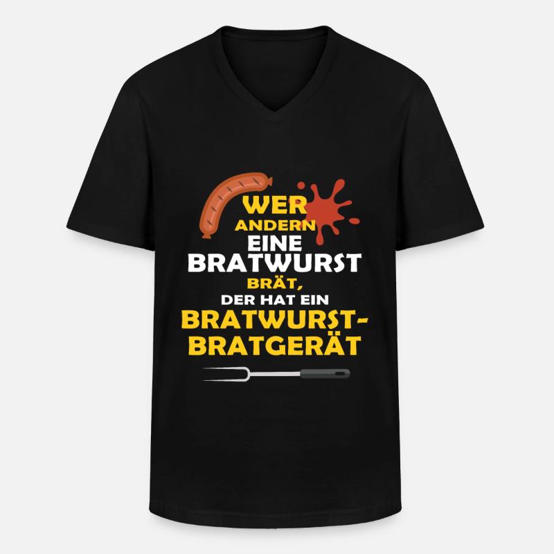 WER ANDERN EINE BRATWURST BRÄT... - Männer-T-Shirt mit V-Ausschnitt - Schwarz