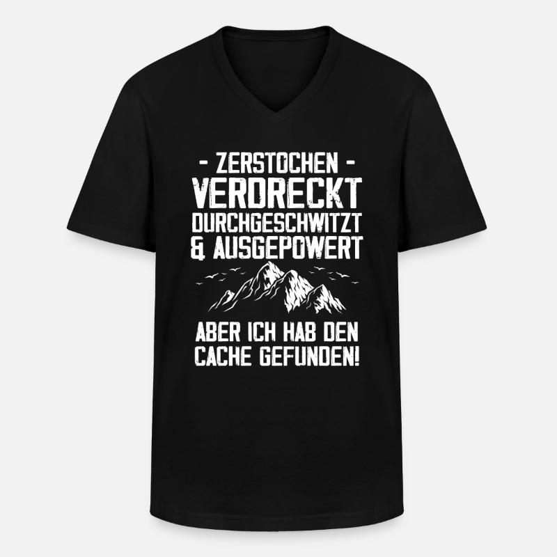 Gecache Geocaching Hobby Cache - Männer-T-Shirt mit V-Ausschnitt - Schwarz