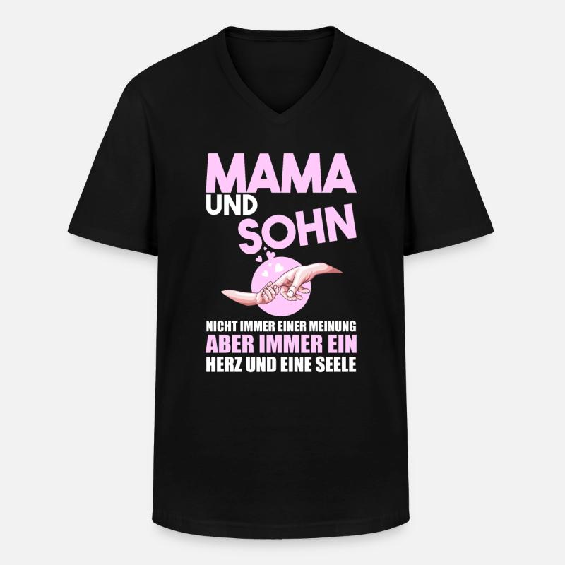 Mama Und Sohn - Männer-T-Shirt mit V-Ausschnitt - Schwarz