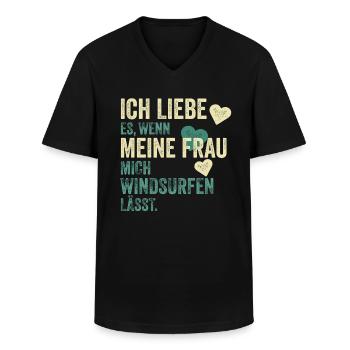 Windsurfer Windsurfen Spruch Geschenk - Männer-T-Shirt mit V-Ausschnitt - Schwarz - Vorne - AI Model Male 178 dark (178cm)