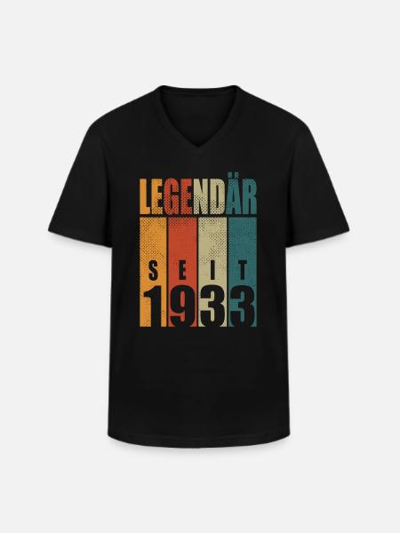 Legendary Since 1933 Vintage Birthday 91 Gift - Men's V-Neck T-Shirt - black