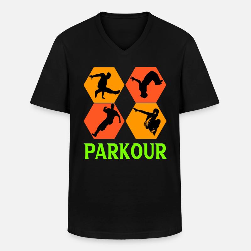 Parkour - Männer-T-Shirt mit V-Ausschnitt - Schwarz