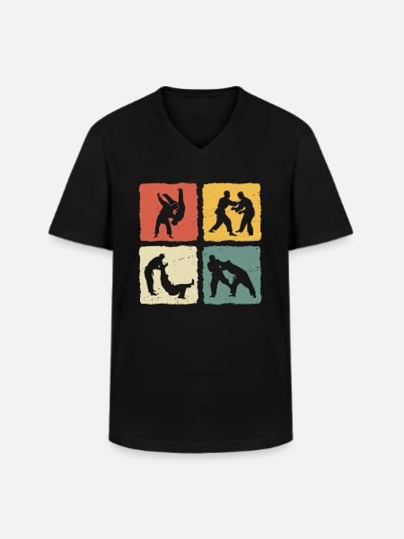 retro Judo t-shirt - Men's V-Neck T-Shirt - black