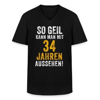 34e anniversaire homme femme 34 ans dire drôle - T-shirt col V Homme - noir - Devant - AI Model Male 178 dark (178cm)