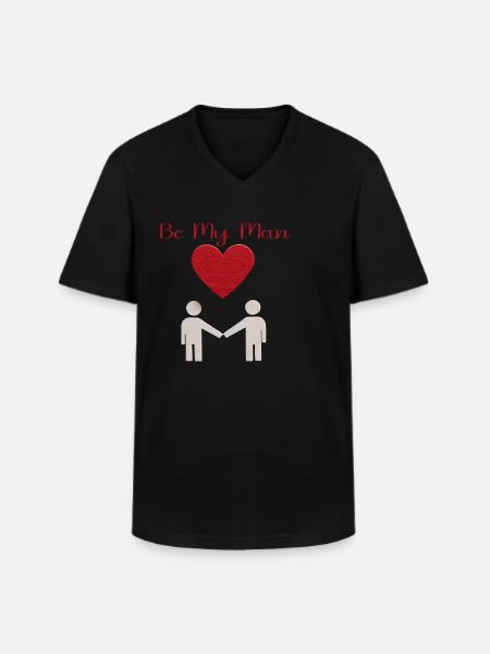 Love Message Silhouette - Men's V-Neck T-Shirt - black