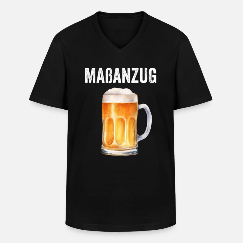 Bier Maßanzug Biertrinker - Männer-T-Shirt mit V-Ausschnitt - Schwarz