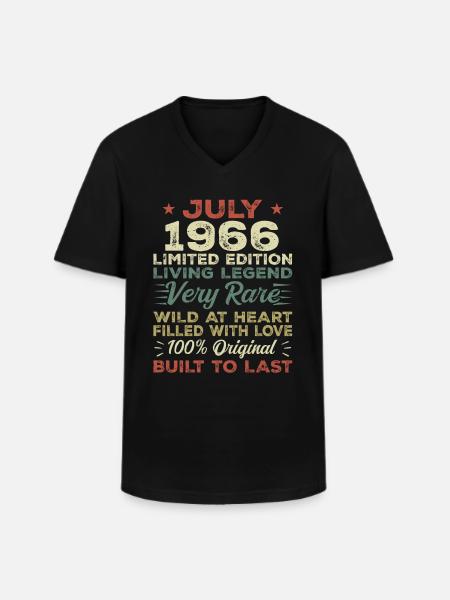Cadeau juli 1966 Jubileum Juli 1966 Verjaardag - Klassiek mannen T-shirt met V-hals - zwart