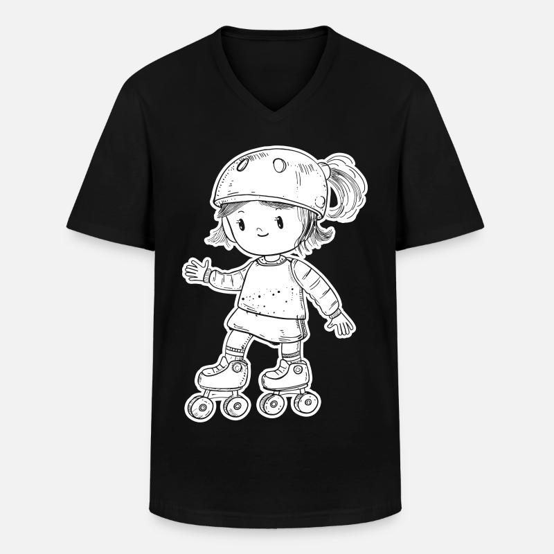 Rollschuhfahrerin - Männer-T-Shirt mit V-Ausschnitt - Schwarz
