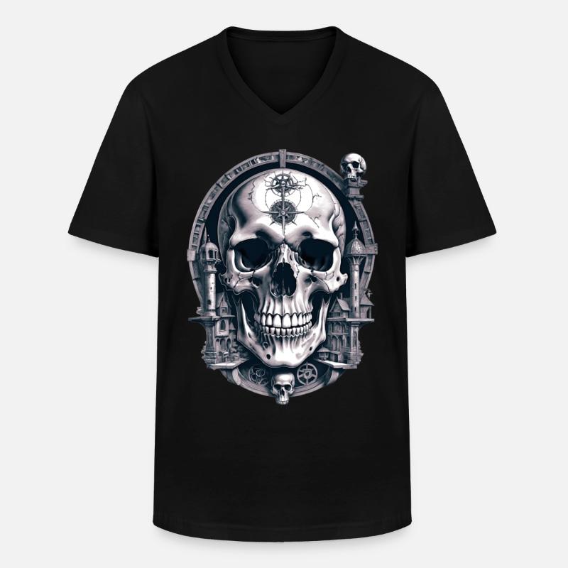 Skull - Männer-T-Shirt mit V-Ausschnitt - Schwarz