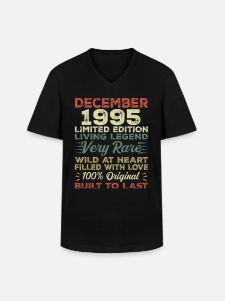 December 1995 - fødselsdag december 1995 år - Klassisk herre T-shirt med V-udskæring - sort