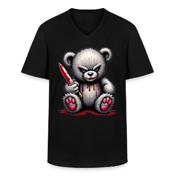 Horreur Teddy - T-shirt col V Homme - noir - Devant - AI Model Male 178 dark (178cm)
