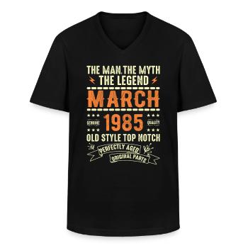 March 1985 Birthday Gift Vintage March 1985 - Men's V-Neck T-Shirt - black - Front - AI Model Male 178 dark (178cm)