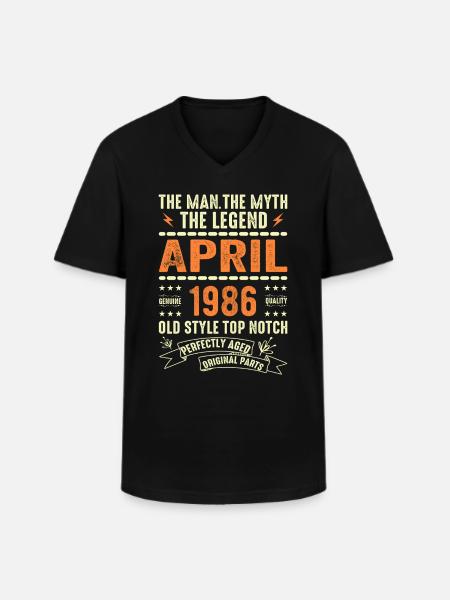 APRIL 1986, APRIL 1986 - Men's V-Neck T-Shirt - black