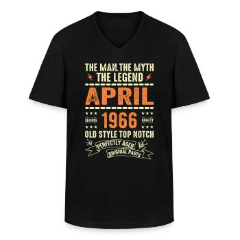april 1966, APRIL 1966 - Männer-T-Shirt mit V-Ausschnitt - Schwarz - Vorne - AI Model Male 178 dark (178cm)