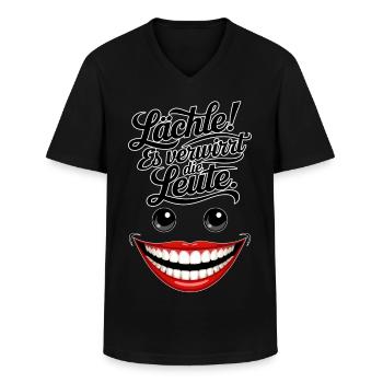 Immer lächeln - Männer-T-Shirt mit V-Ausschnitt - Schwarz - Vorne - AI Model Male 178 dark (178cm)