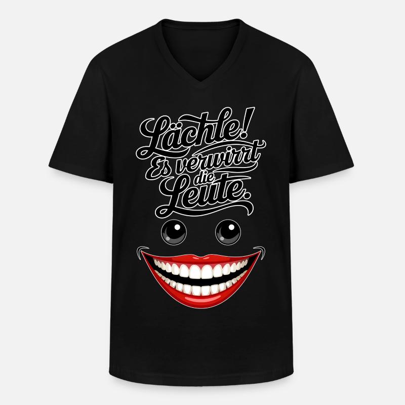 Immer lächeln - Männer-T-Shirt mit V-Ausschnitt - Schwarz