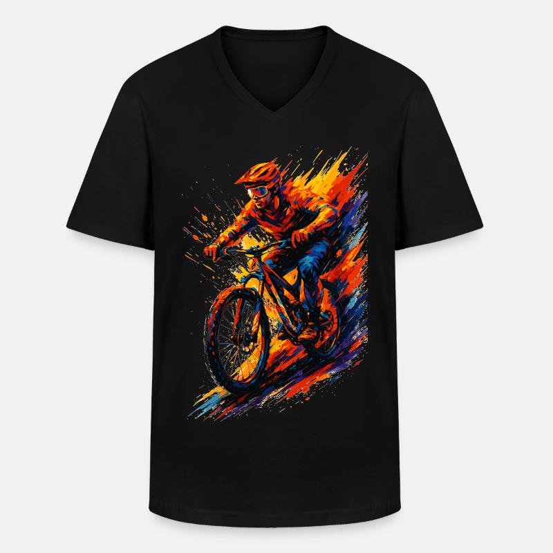 Mountainbiking Mountainbiker MTB cool Geschenk - Männer-T-Shirt mit V-Ausschnitt - Schwarz