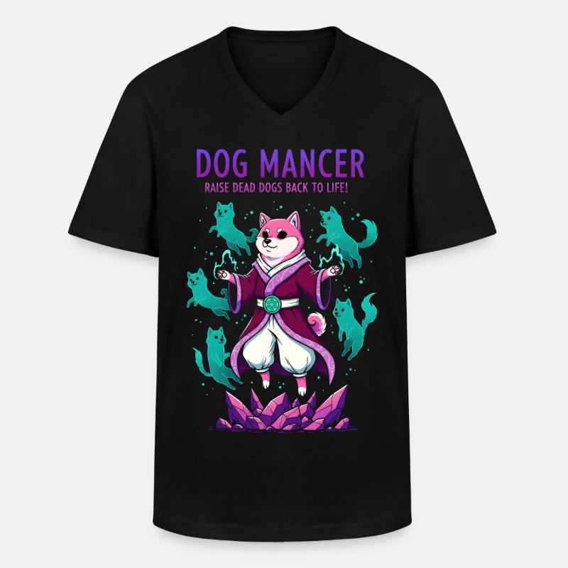 Hundemancer Hundezauberer zieht Geisthunde groß - Männer-T-Shirt mit V-Ausschnitt - Schwarz