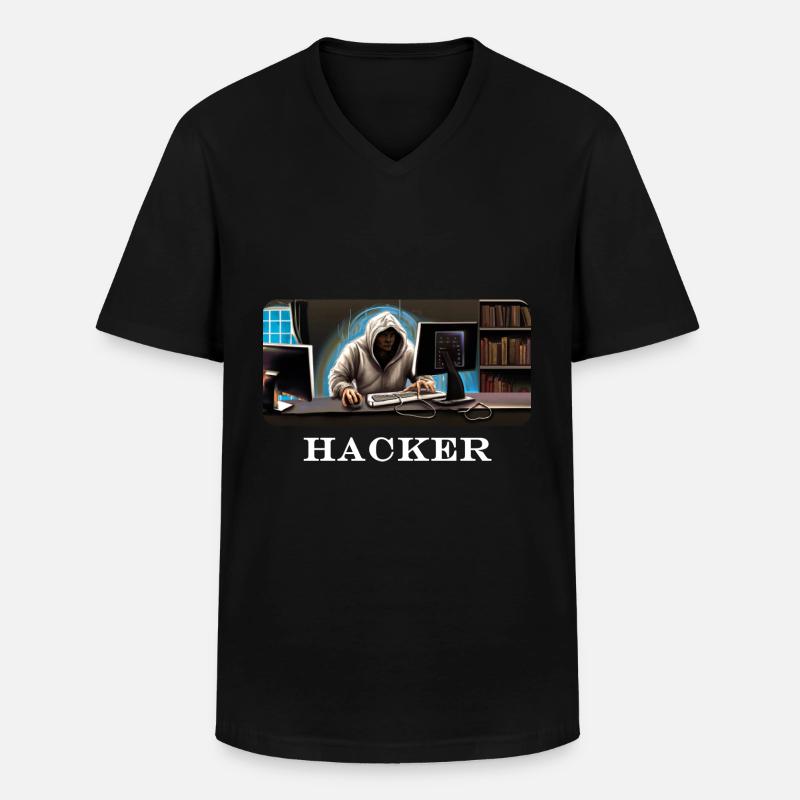 hacker - Männer-T-Shirt mit V-Ausschnitt - Schwarz