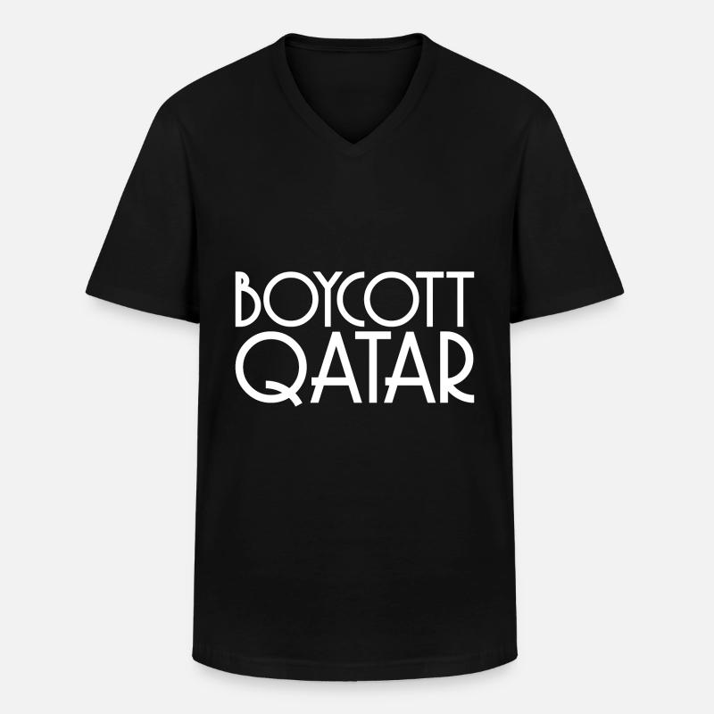 Boykott Spruch Katar Geschenk - Männer-T-Shirt mit V-Ausschnitt - Schwarz