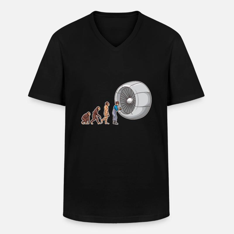 Flugzeugmechaniker Evolution Flugzeug Techniker - Männer-T-Shirt mit V-Ausschnitt - Schwarz