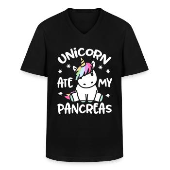 Unicorn pancreas diabetes funny diabetic - Men's V-Neck T-Shirt - black - Front - AI Model Male 178 dark (178cm)