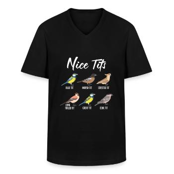 Lustige Vögel Meisen Vogelbeobachtung Humor - Männer-T-Shirt mit V-Ausschnitt - Schwarz - Vorne - AI Model Male 178 dark (178cm)