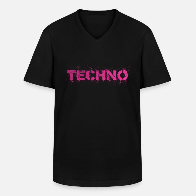 Techno Fan Techno Musik - Männer-T-Shirt mit V-Ausschnitt - Schwarz