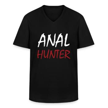 Anal Hunter Analsex versaut ü18 Spruch Notgeil - Männer-T-Shirt mit V-Ausschnitt - Schwarz - Vorne - AI Model Male 178 dark (178cm)