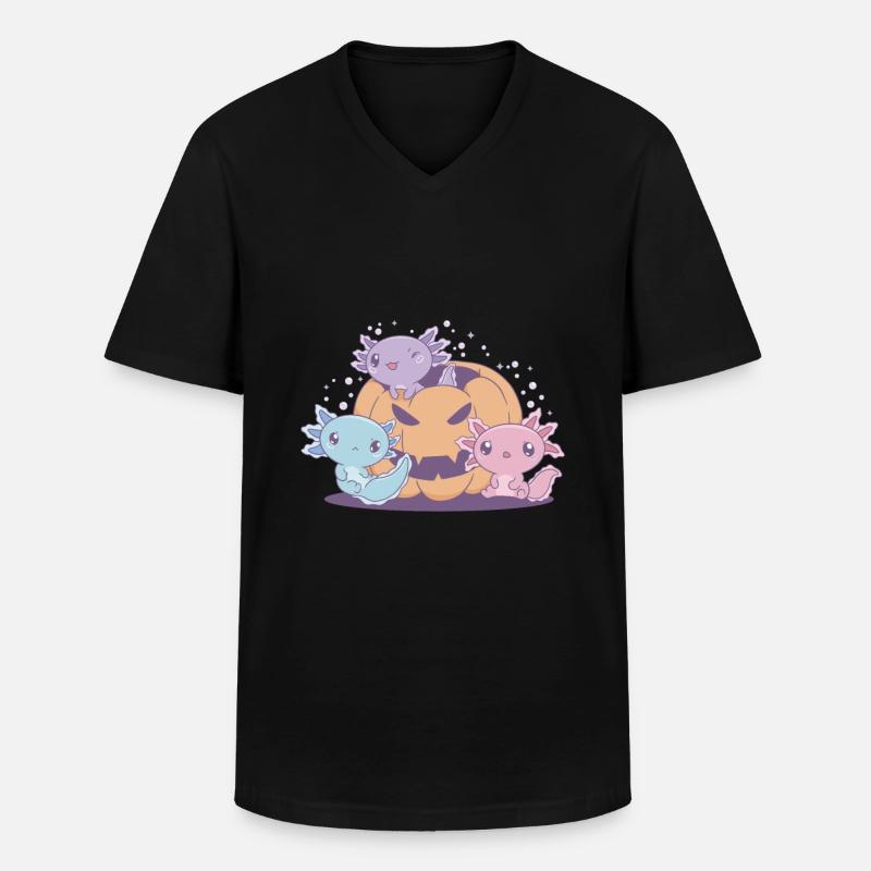 Lustiges Axolotl - Männer-T-Shirt mit V-Ausschnitt - Schwarz