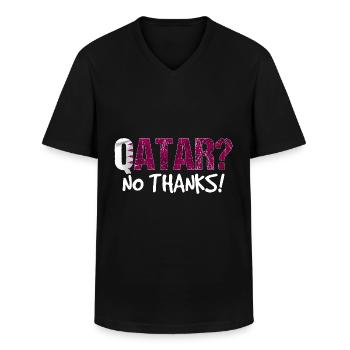 Katar Boykott Flagge Geschenk - Männer-T-Shirt mit V-Ausschnitt - Schwarz - Vorne - AI Model Male 178 dark (178cm)