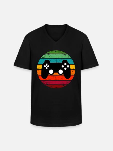 Gaming Controller Retro Sunset Gamer - Men's V-Neck T-Shirt - black
