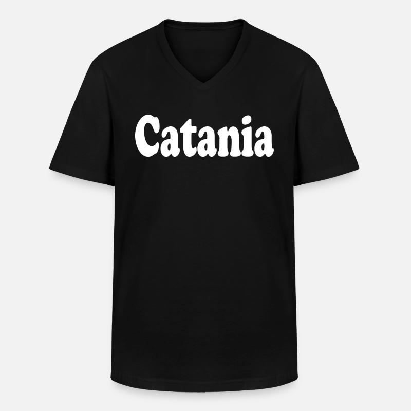 Catania - Männer-T-Shirt mit V-Ausschnitt - Schwarz