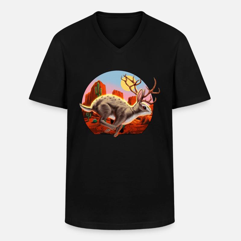 Jackalope Kryptiden-Kaninchen - Männer-T-Shirt mit V-Ausschnitt - Schwarz