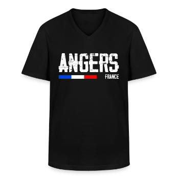 J'aime Angers Nom de Ville en France - T-shirt col V Homme - noir - Devant - AI Model Male 178 dark (178cm)