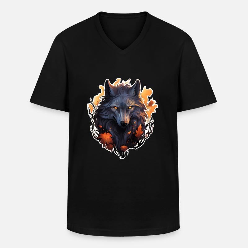 Wolf Herbst Halloween - Männer-T-Shirt mit V-Ausschnitt - Schwarz
