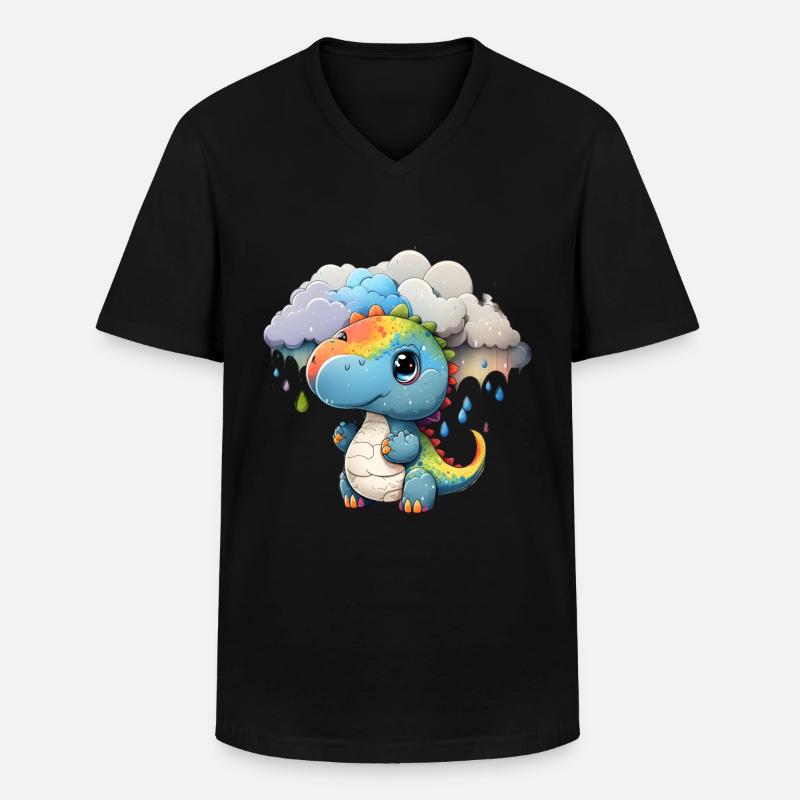 Dinosaurier Kind Regenbogen Geschenk - Männer-T-Shirt mit V-Ausschnitt - Schwarz