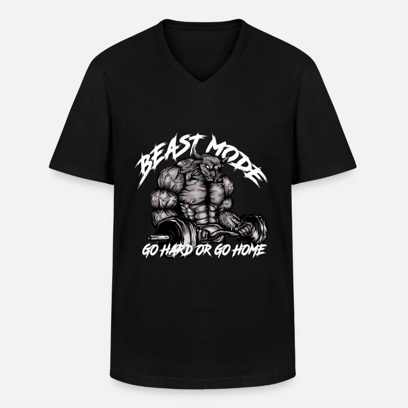 Gym Bull - Beast Mode - Männer-T-Shirt mit V-Ausschnitt - Schwarz