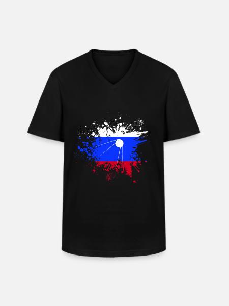 Sputnik Soviet - Men's V-Neck T-Shirt - black