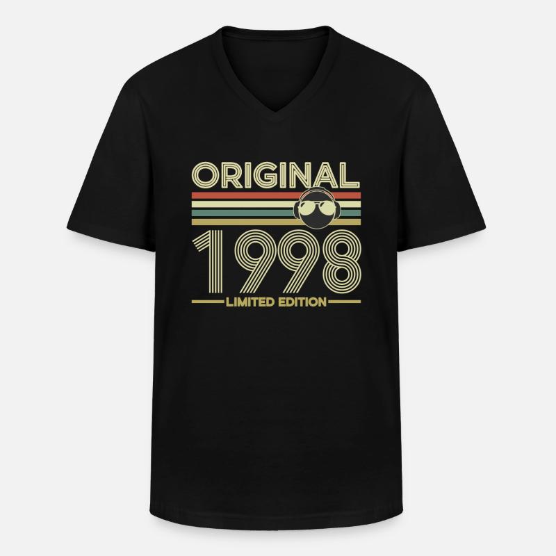 1998 - Männer-T-Shirt mit V-Ausschnitt - Schwarz