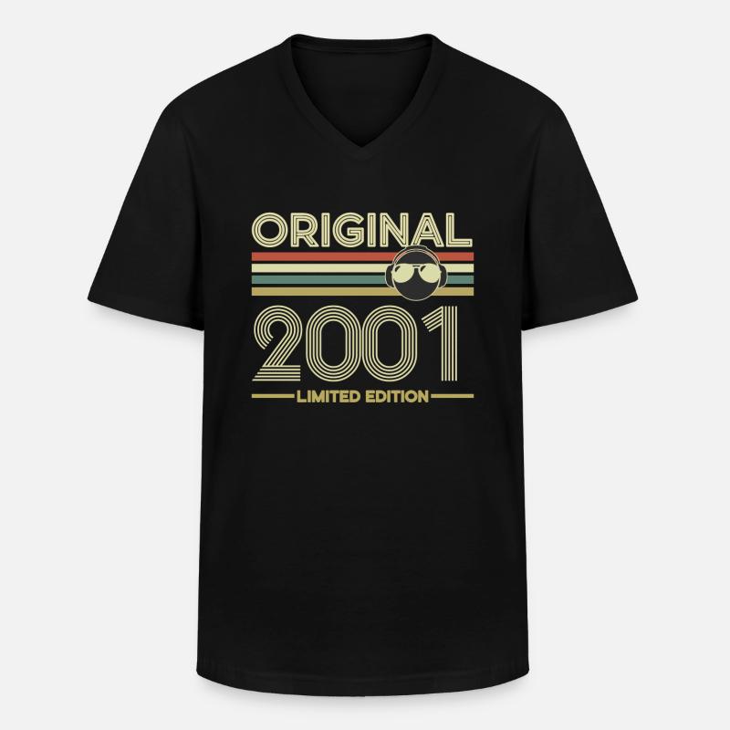 2001 - Männer-T-Shirt mit V-Ausschnitt - Schwarz